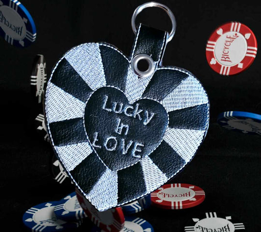 Lucky In Love Casino Poker Chip Keychain